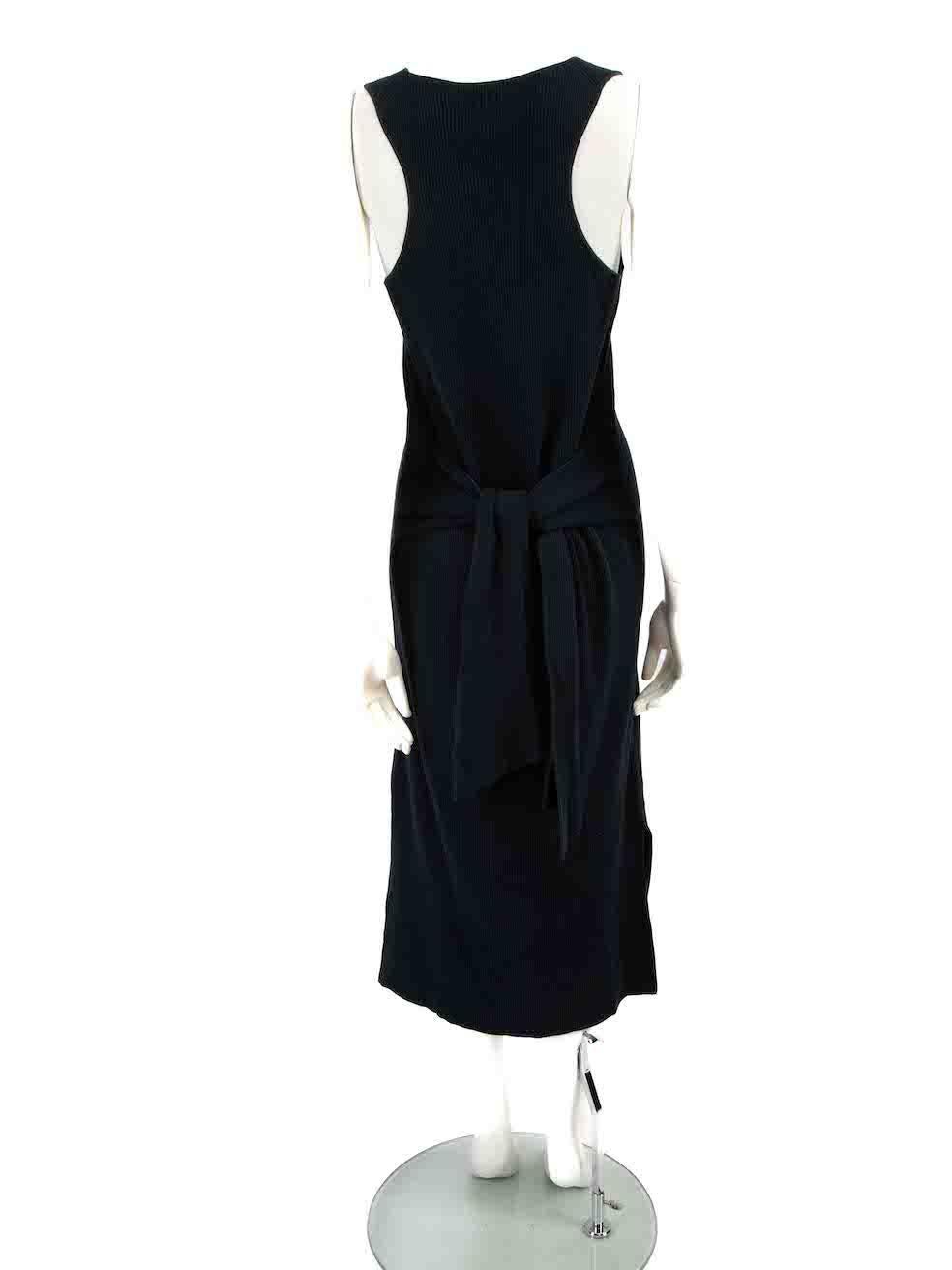 Rag & Bone Navy Knit V-Neck Tie Detail Midi Dress Size XS In Good Condition For Sale In London, GB