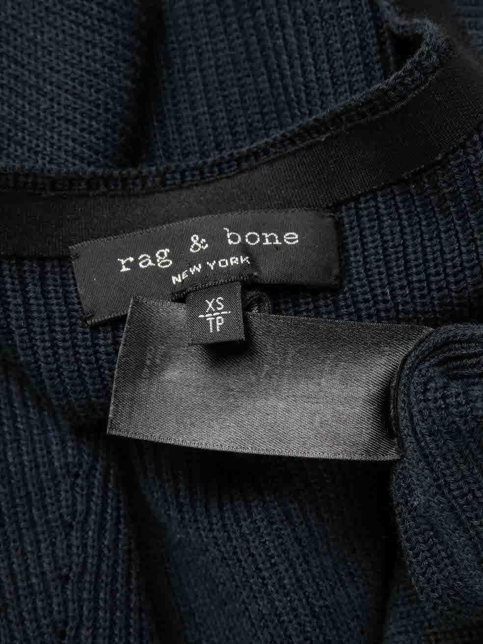 Rag & Bone Navy Knit V-Neck Tie Detail Midi Dress Size XS For Sale 4