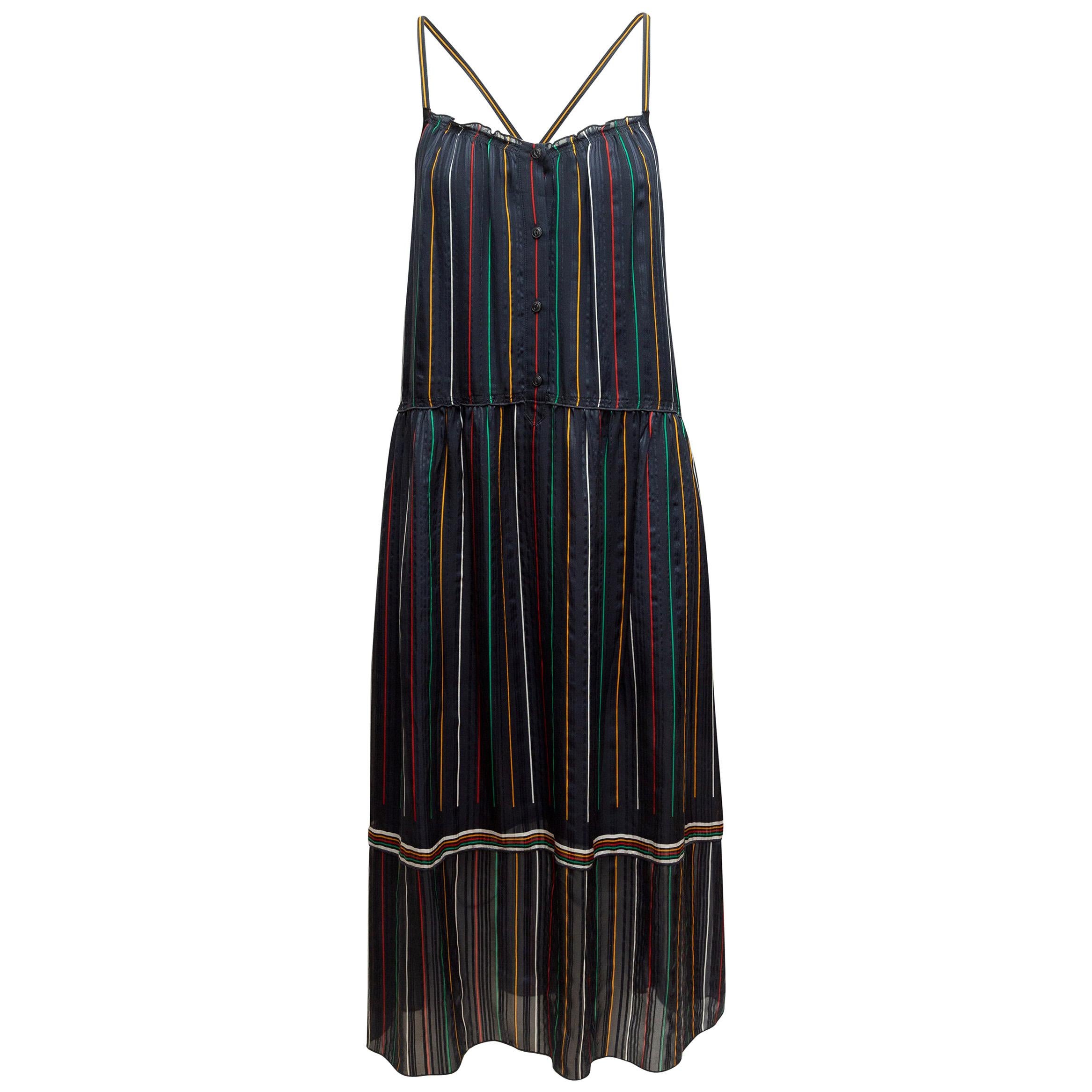 Rag & Bone Navy & Multicolor Silk Striped Dress