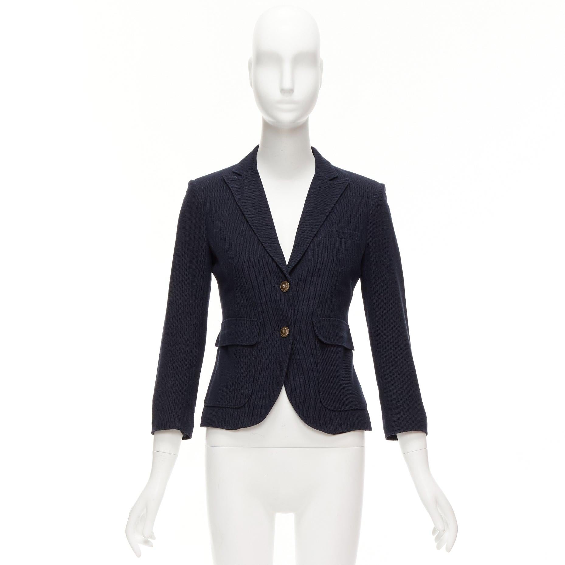 RAG & BONE navy waffle cotton daggers buttons 3 pockets fitted blazer US2 S 5