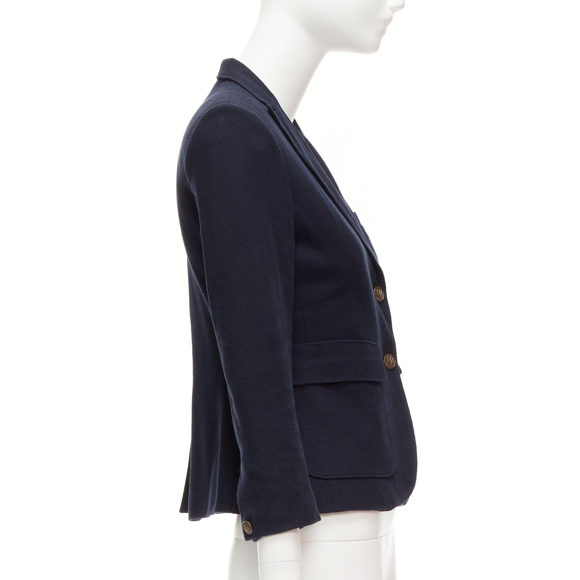 Women's RAG & BONE navy waffle cotton daggers buttons 3 pockets fitted blazer US2 S