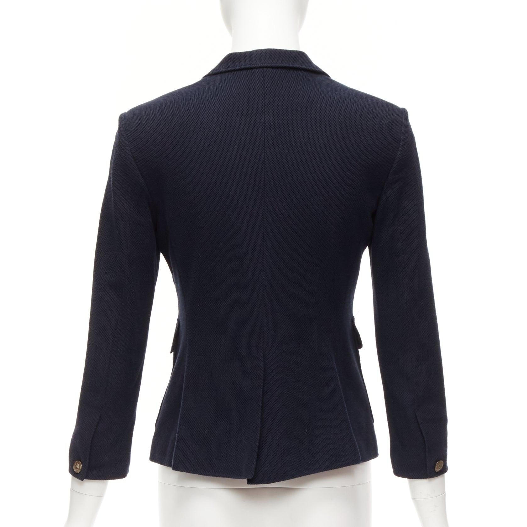 RAG & BONE navy waffle cotton daggers buttons 3 pockets fitted blazer US2 S 1