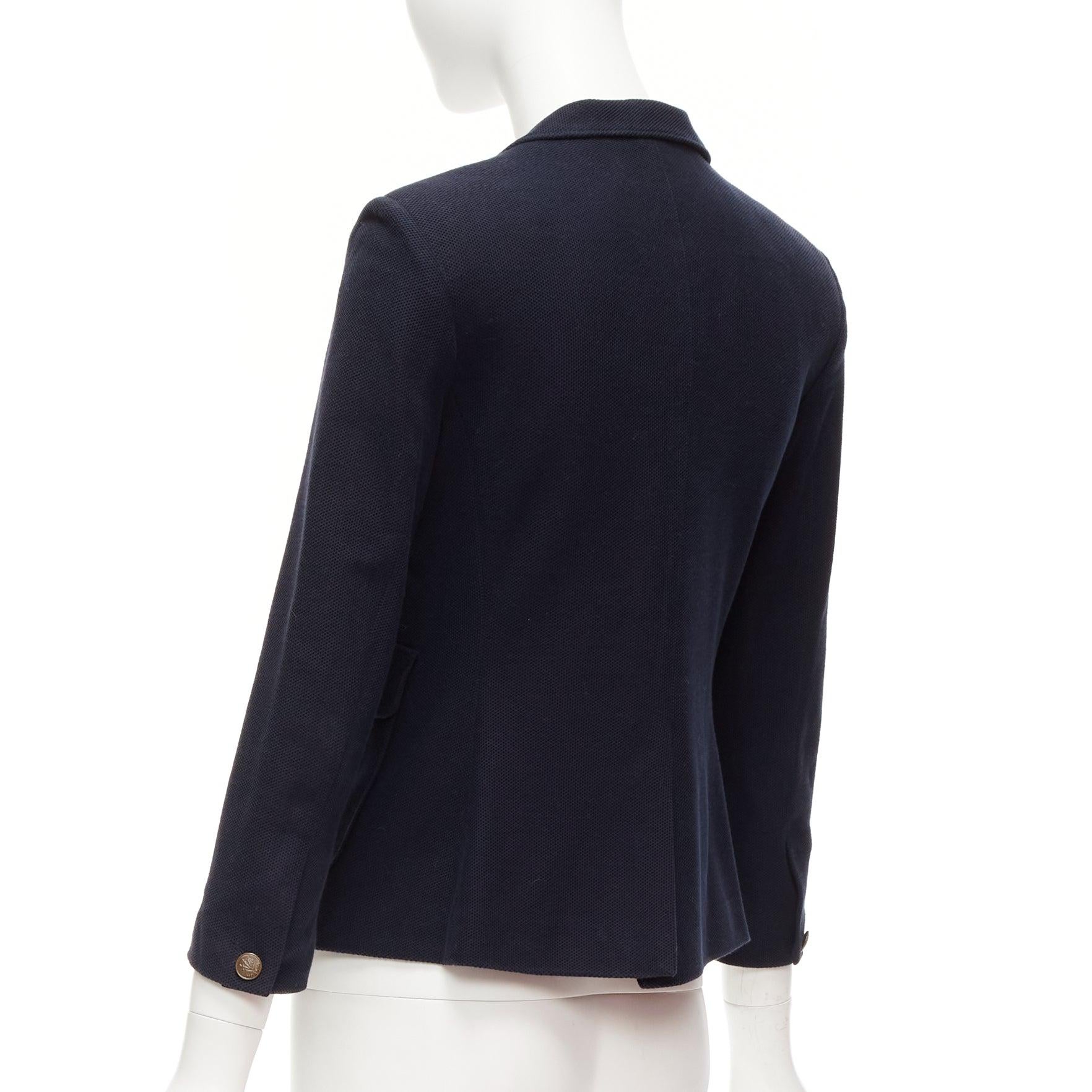 RAG & BONE navy waffle cotton daggers buttons 3 pockets fitted blazer US2 S 2