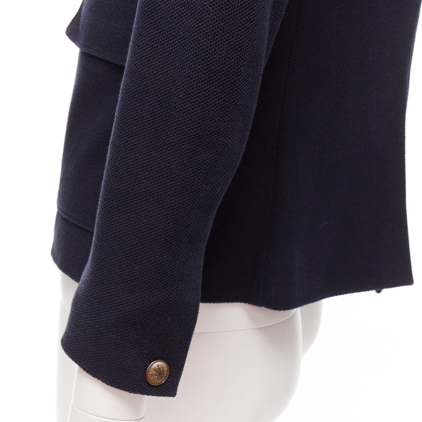 RAG & BONE navy waffle cotton daggers buttons 3 pockets fitted blazer US2 S 3