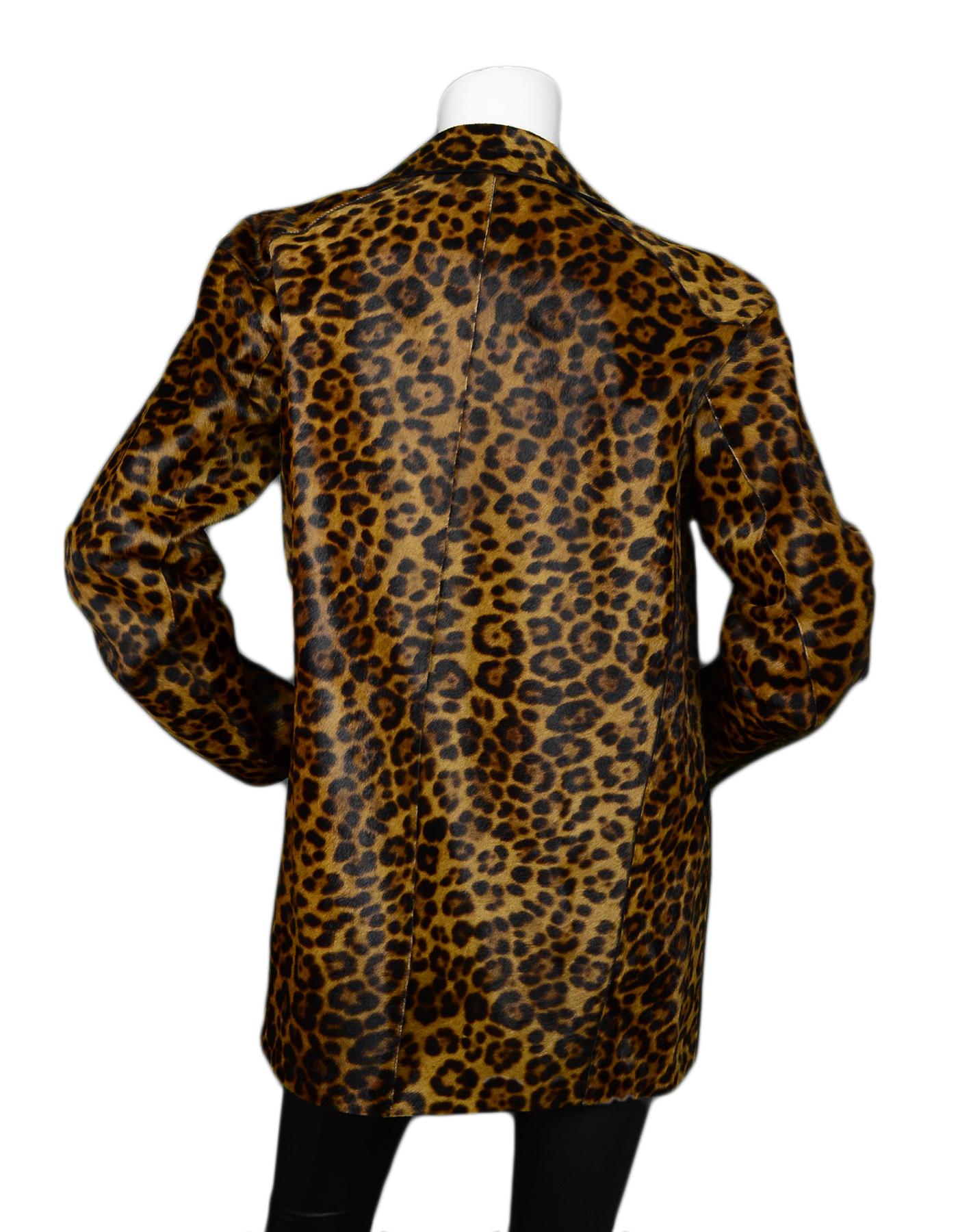 Black Rag & Bone Sigrid Leopard Print Calf Hair Coat sz Small rt $1, 695