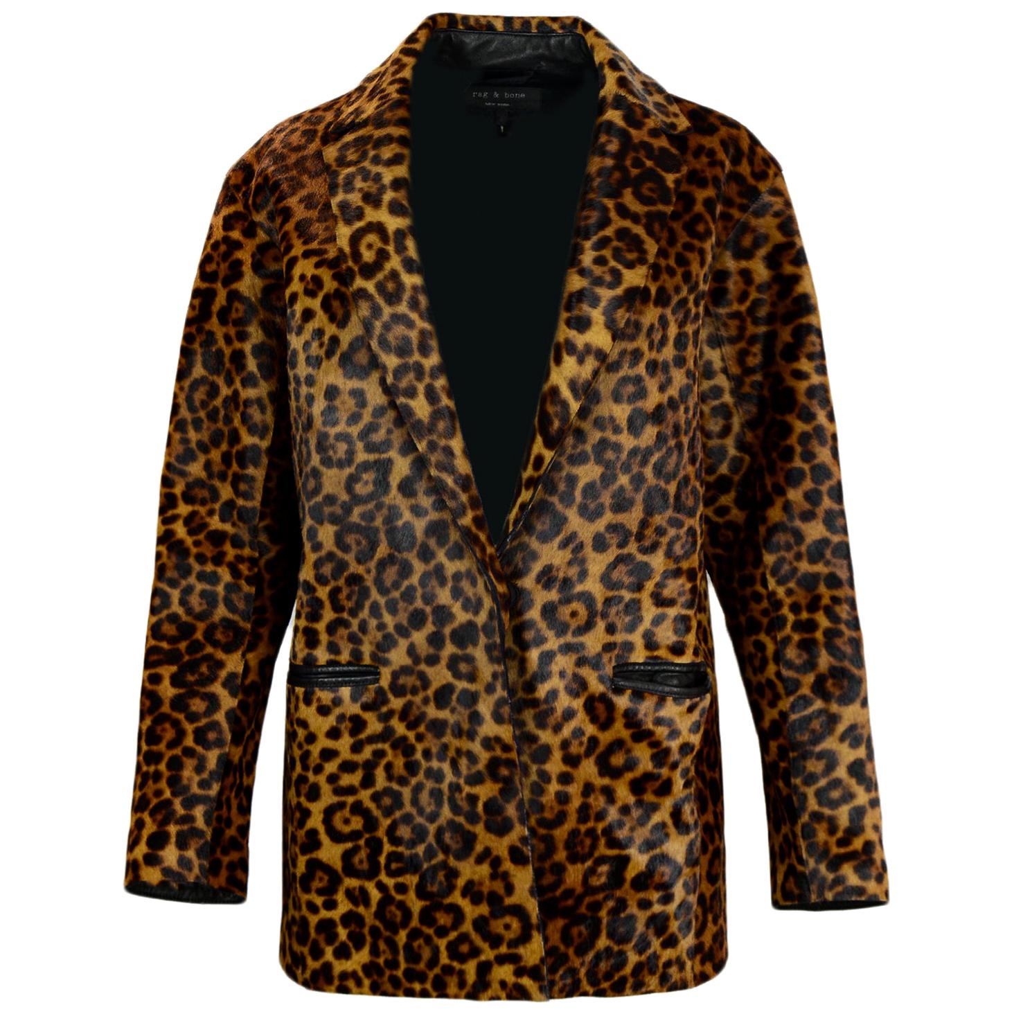Rag & Bone Sigrid Leopard Print Calf Hair Coat sz Small rt $1, 695
