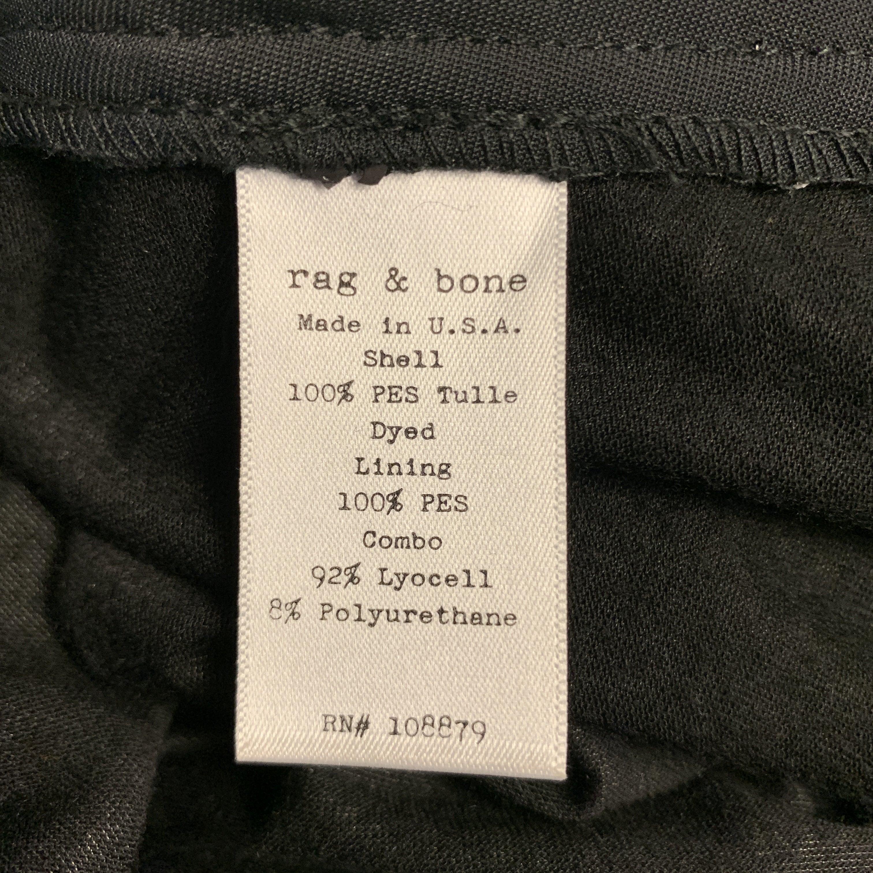 Rag & Bone Taglia 0 Vestito senza maniche in misto lyocell nero con paillettes, drappeggiato e strutturato in vendita 1
