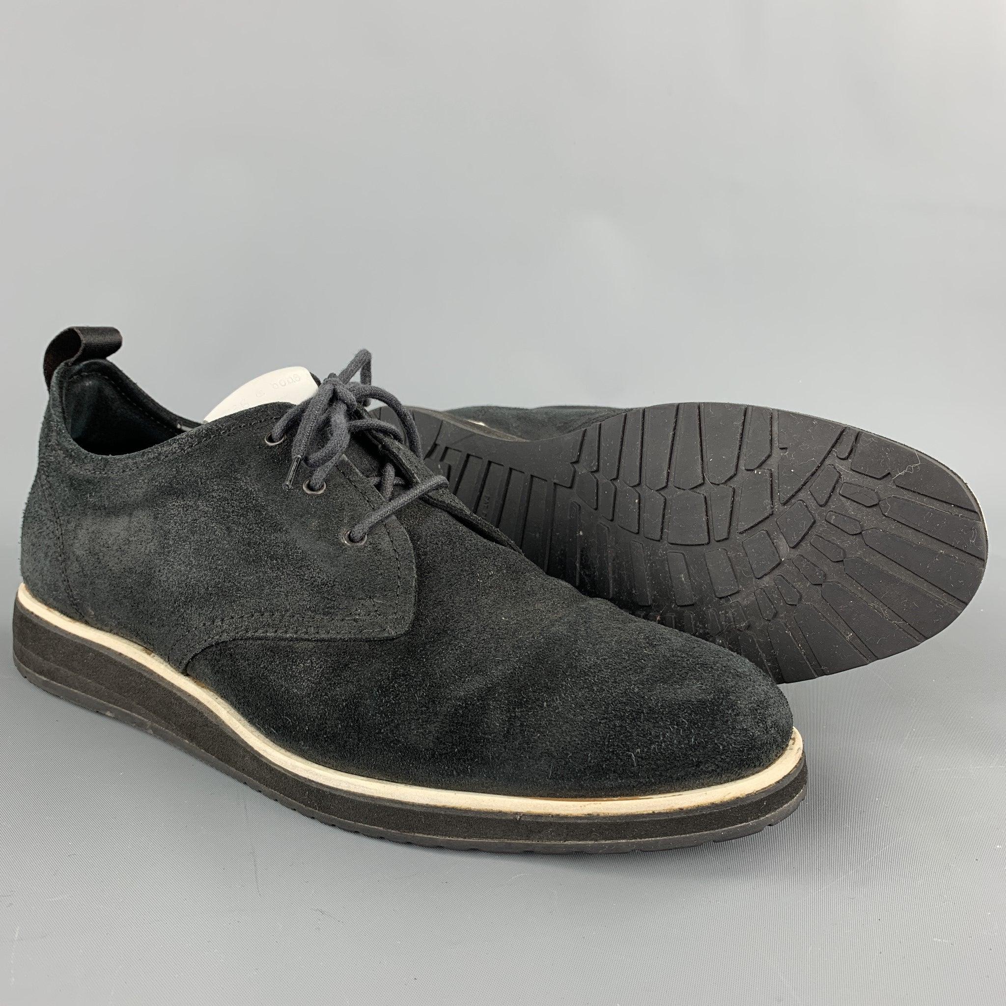 RAG & BONE Size 10 Black Suede Lace Up Shoes In Good Condition For Sale In San Francisco, CA