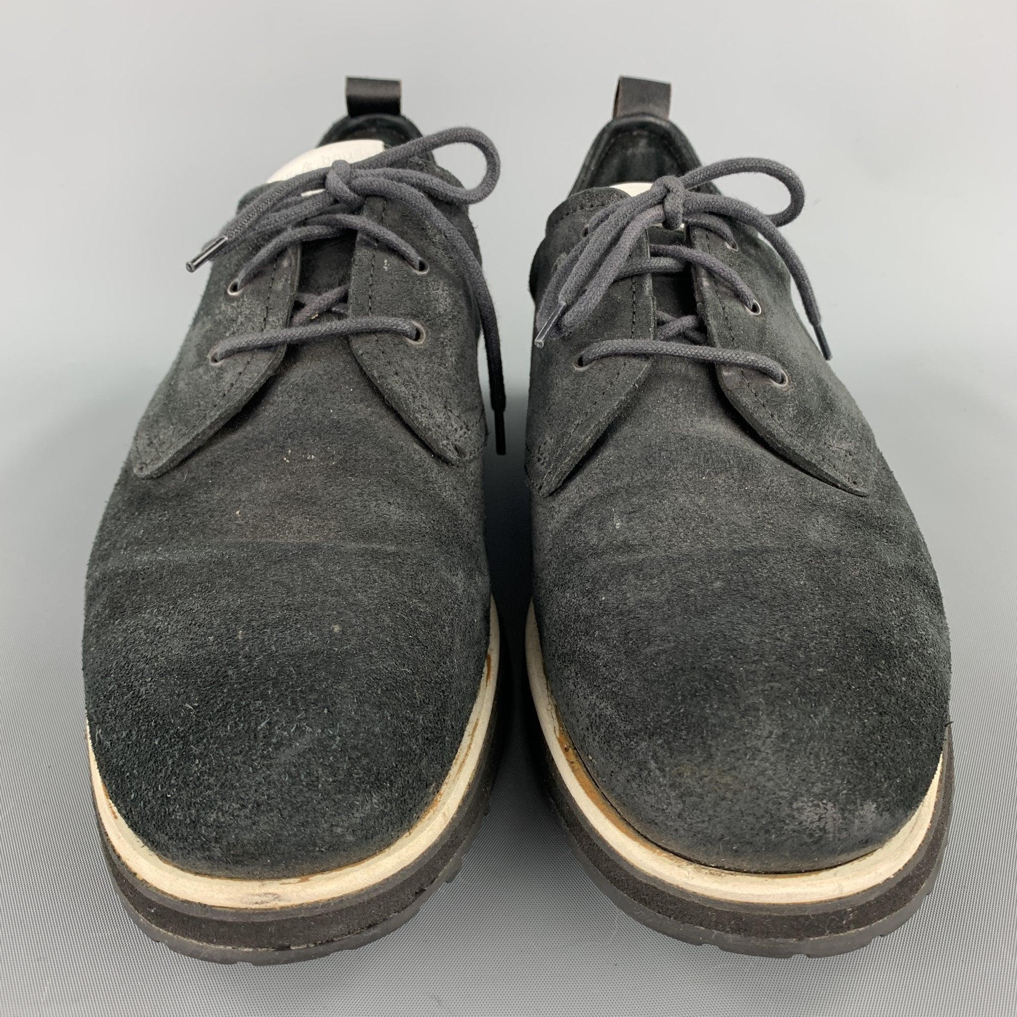 RAG & BONE Taille 10 Chaussures à lacets en daim noir Bon état - En vente à San Francisco, CA