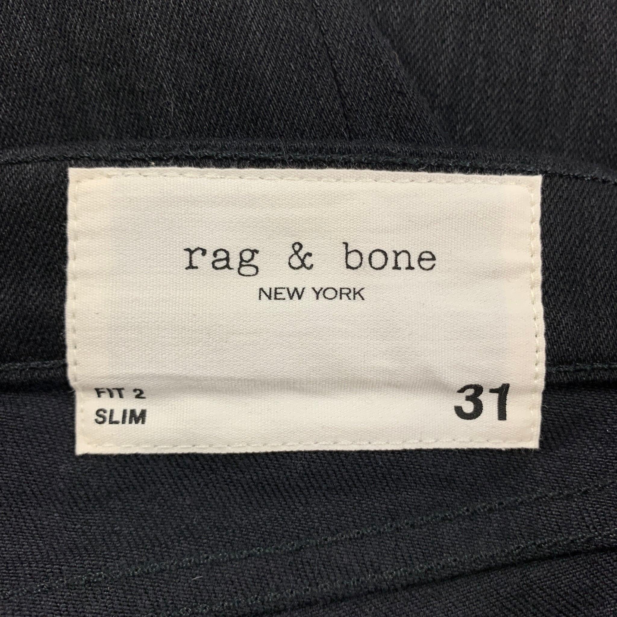 RAG & BONE Size 31 Black Cotton Polyurethane Slim Button Fly Jeans For Sale 1