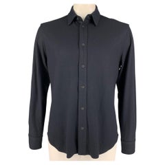 RAG & BONE Size L Black Wool Buttoned Long Sleeve Shirt