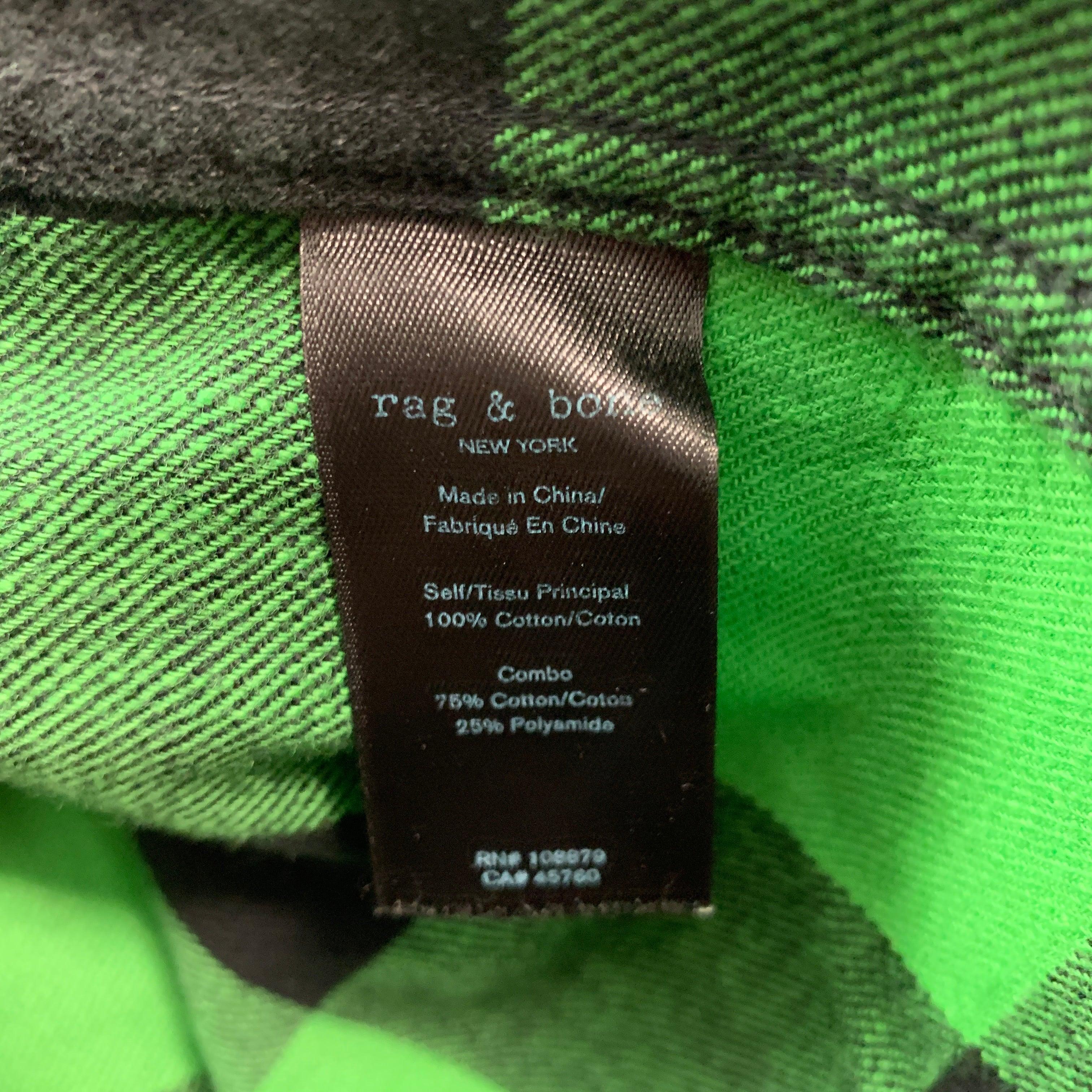 RAG & BONE Size L Green Black Buffalo Plaid Cotton Long Sleeve Shirt For Sale 2
