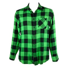 RAG 
BONE Size L Green Black Buffalo Plaid Cotton Long Sleeve Shirt