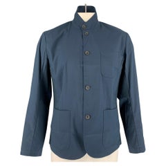 RAG & BONE Size L Navy Solid Cotton Blend Buttoned Jacket