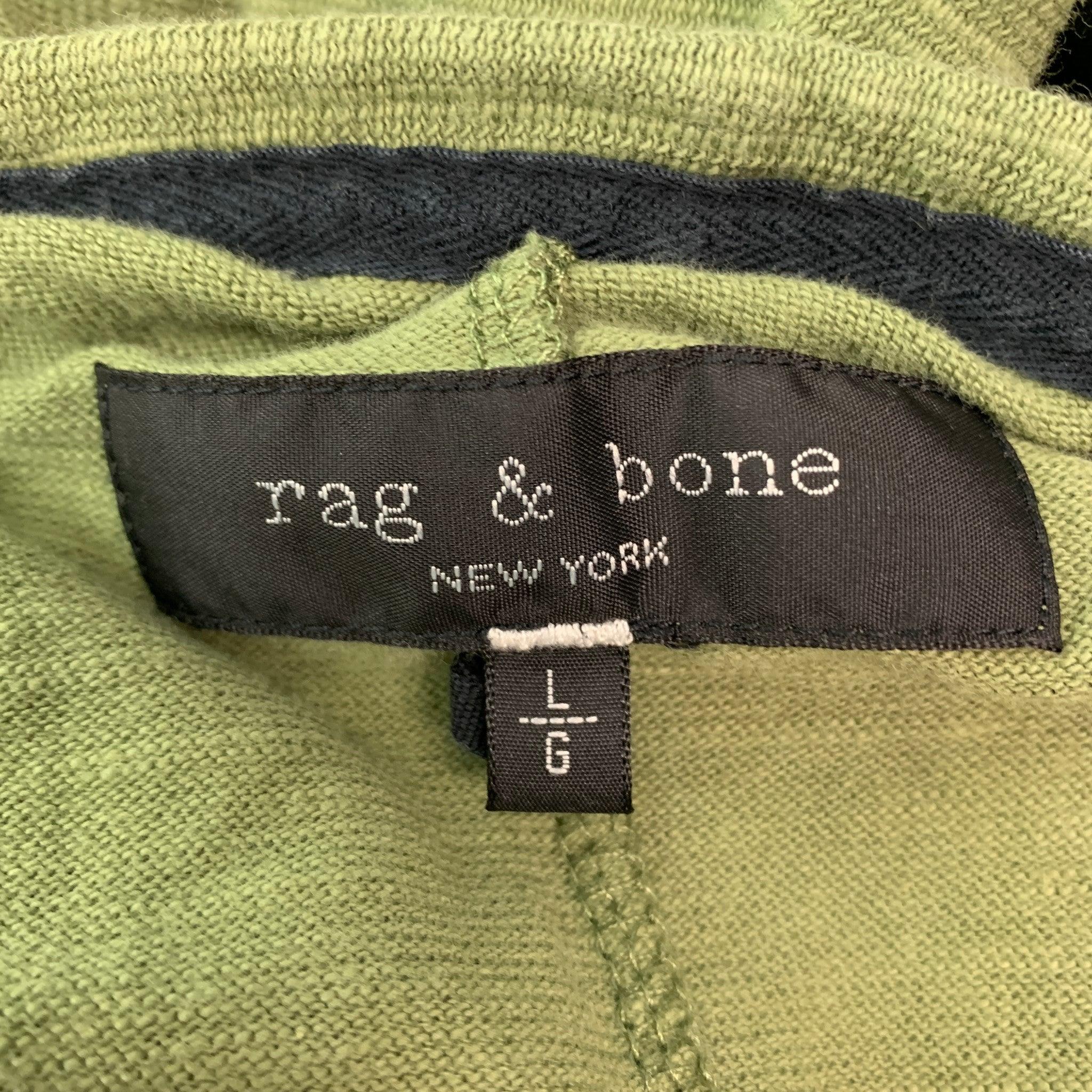 Men's RAG & BONE Size L Olive Textured Cotton Crew-Neck T-shirt For Sale