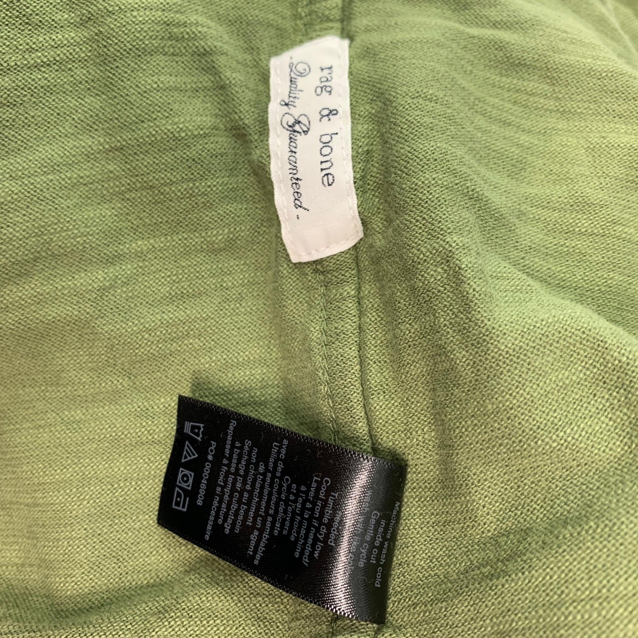RAG & BONE Size L Olive Textured Cotton Crew-Neck T-shirt For Sale 1