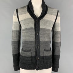 RAG 
BONE Size M Charcoal Light Grey Stripe Merino Wool Cotton Cardigan