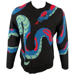 RAG & BONE Size M Multi-Color Knitted Snake Cashmere Crew-Neck Sweater