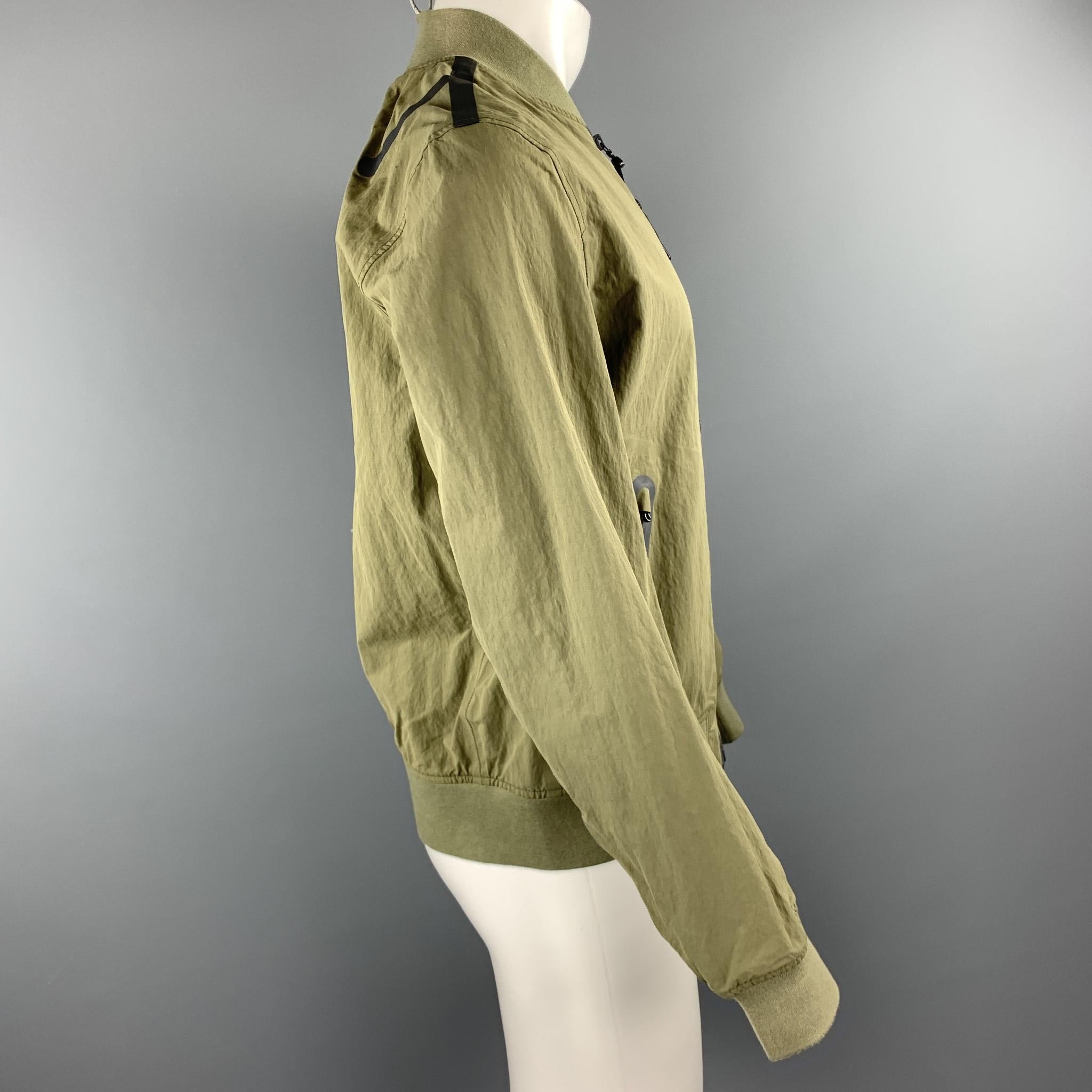 Brown RAG & BONE Size M Olive Nylon Grey Zip Windbreaker Bomber Jacket