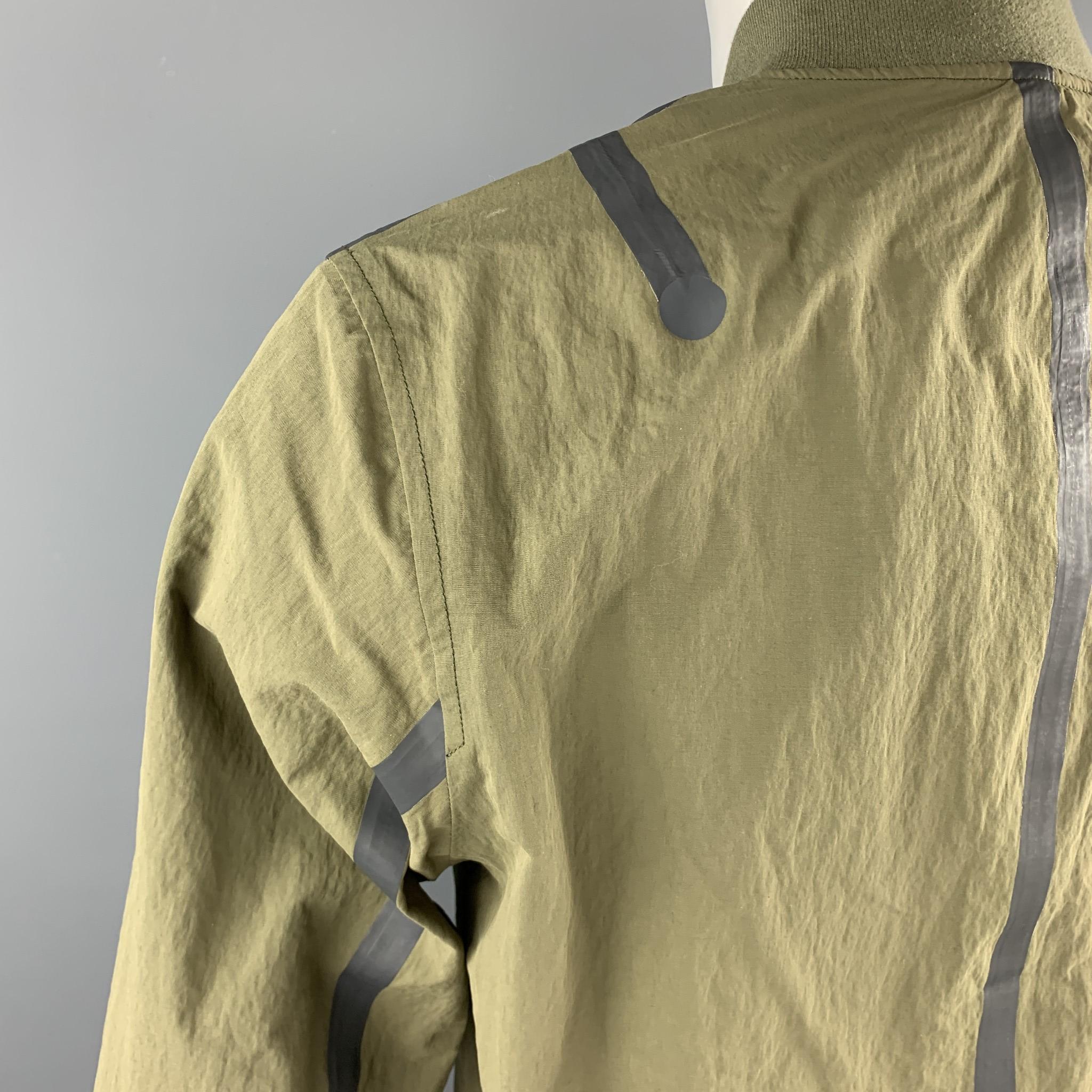 Men's RAG & BONE Size M Olive Nylon Grey Zip Windbreaker Bomber Jacket