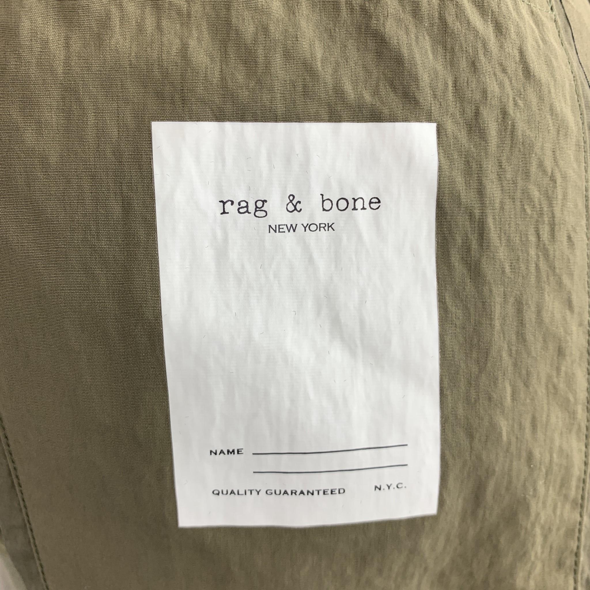 RAG & BONE Size M Olive Nylon Grey Zip Windbreaker Bomber Jacket 1