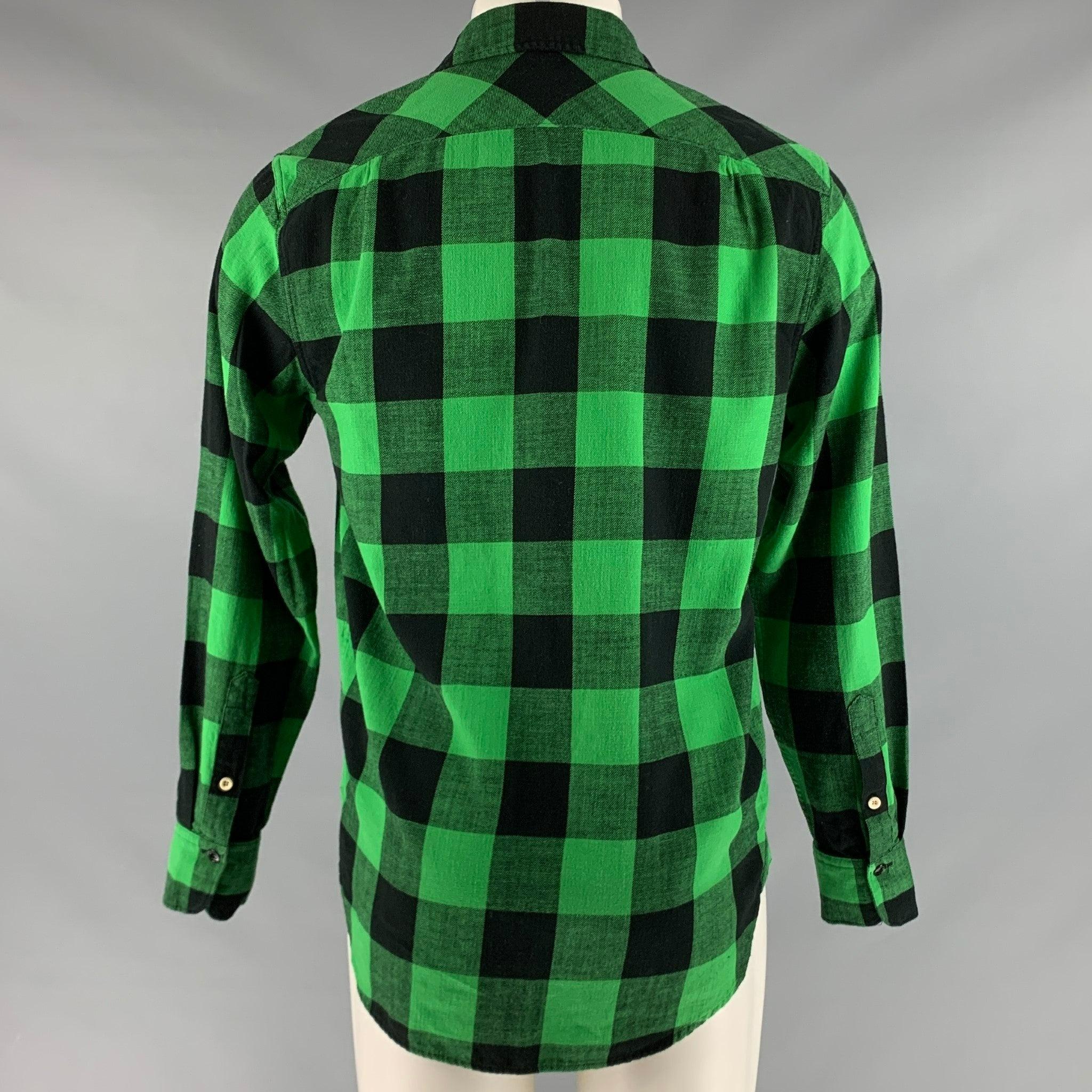 RAG & BONE Size S Green Black Checkered Cotton One Pocket Long Sleeve Shirt In Excellent Condition For Sale In San Francisco, CA