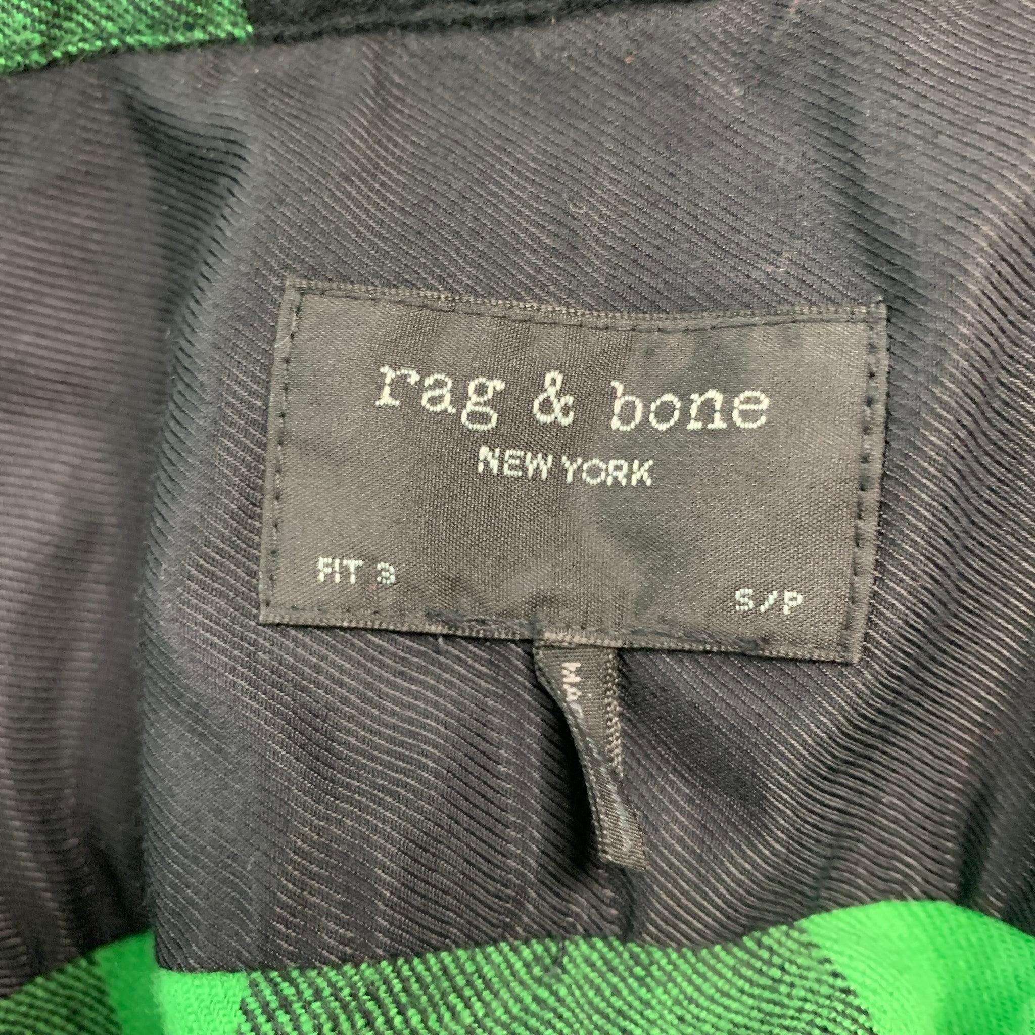 Men's RAG & BONE Size S Green Black Checkered Cotton One Pocket Long Sleeve Shirt For Sale
