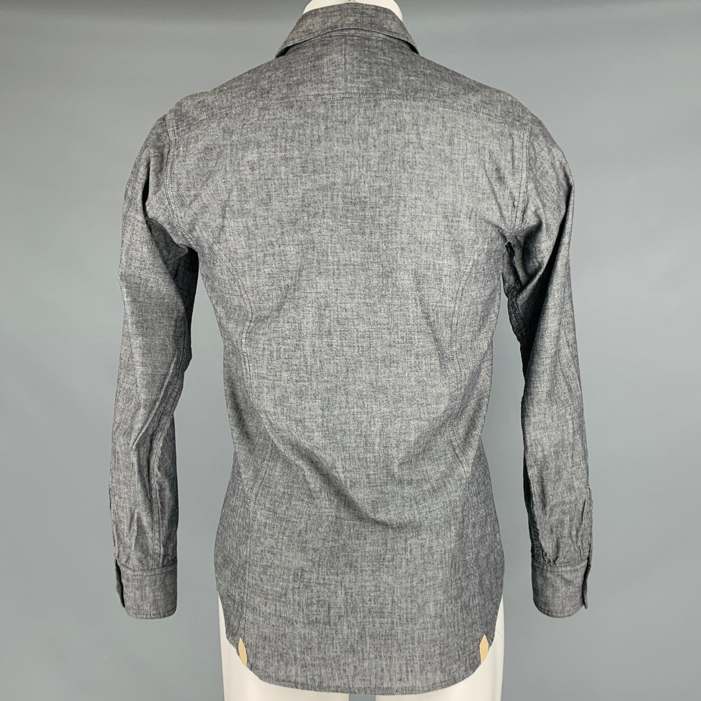 RAG & BONE Size S Grey Cotton Button Up Long Sleeve Shirt In Excellent Condition For Sale In San Francisco, CA