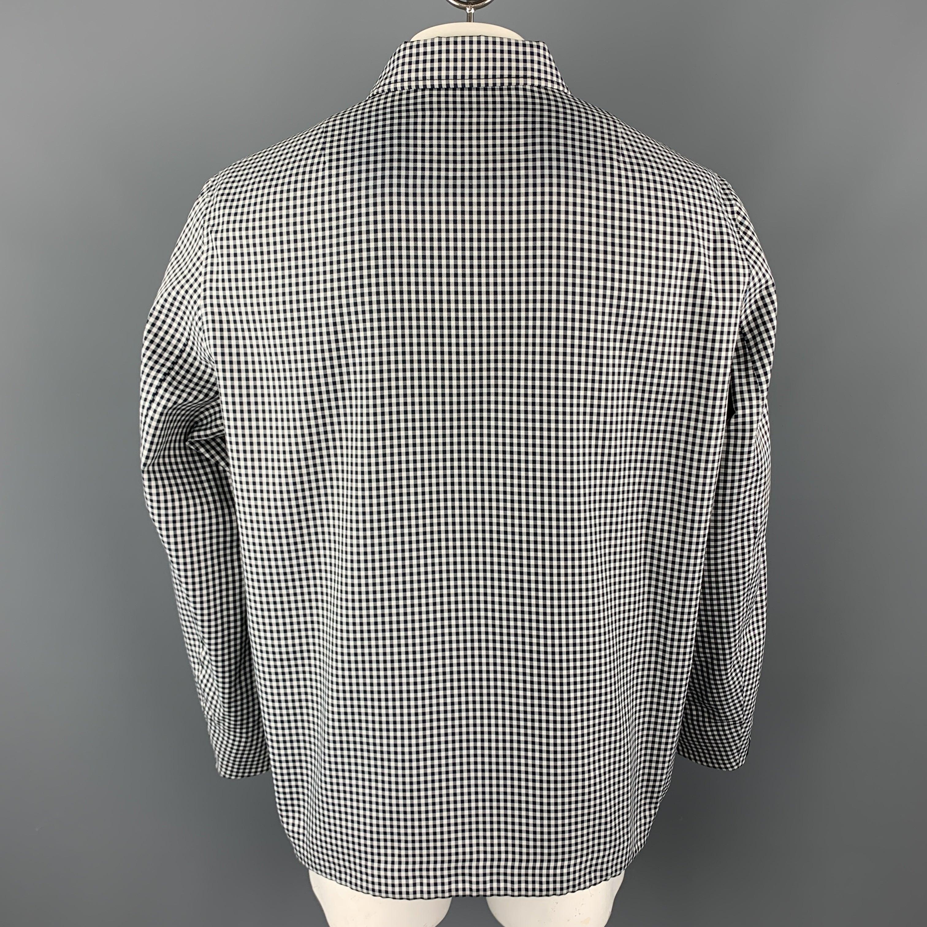 Men's RAG & BONE Size XL Black & White Checkered Polyester Snaps Jacket For Sale
