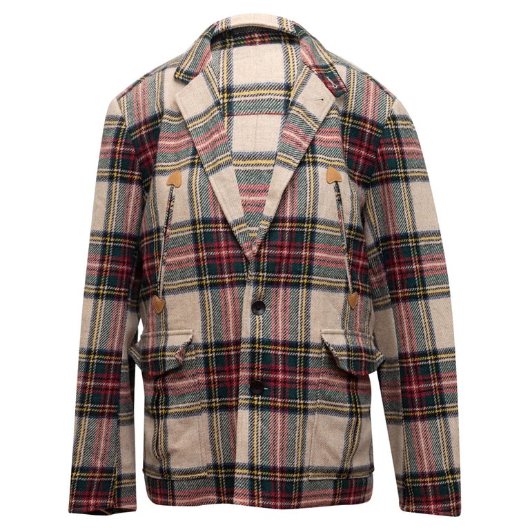 Rag and Bone Tan and Multicolor Plaid Wool Blazer For Sale at 1stDibs