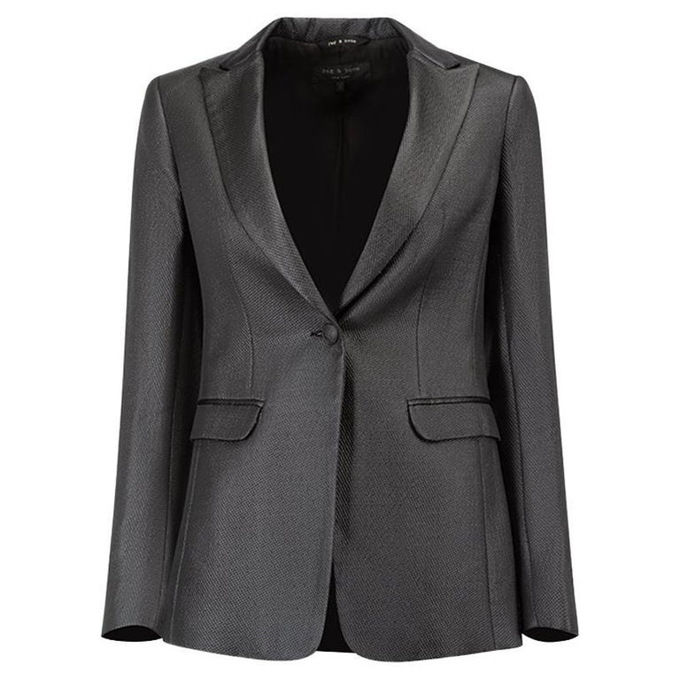 Rag And Bone Women s Anthracite Textured Single Breasted Blazer For rag-and-bone-women-s-anthracite-textured-single-breasted-blazer-for