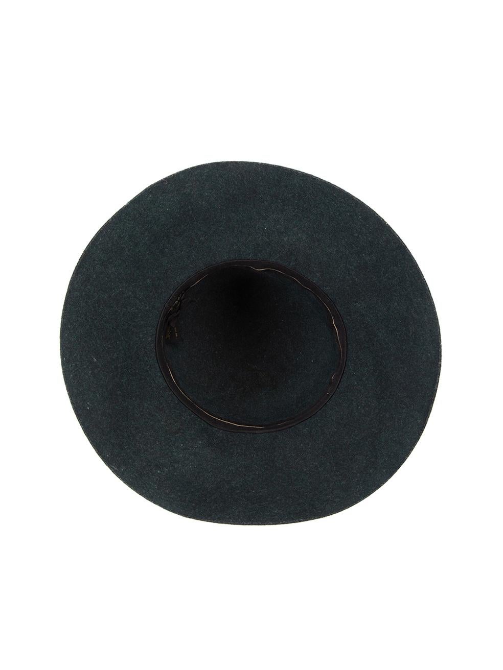 Rag & Bone Women's Dark Green Wool Wide Brim Hat In Good Condition In London, GB
