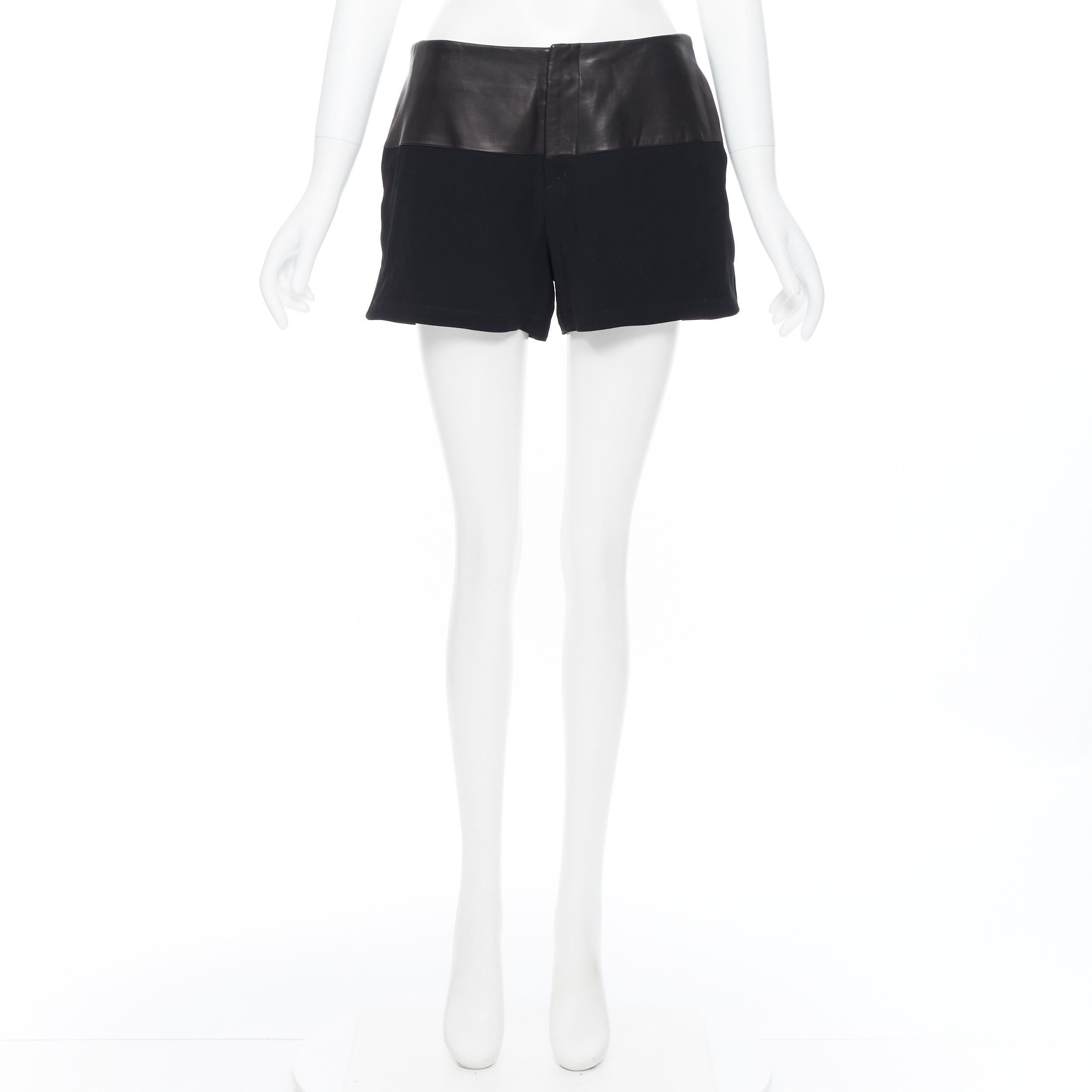 Black RAG & BONES black lamb leather waist viscose concealed zip shorts pants US4
