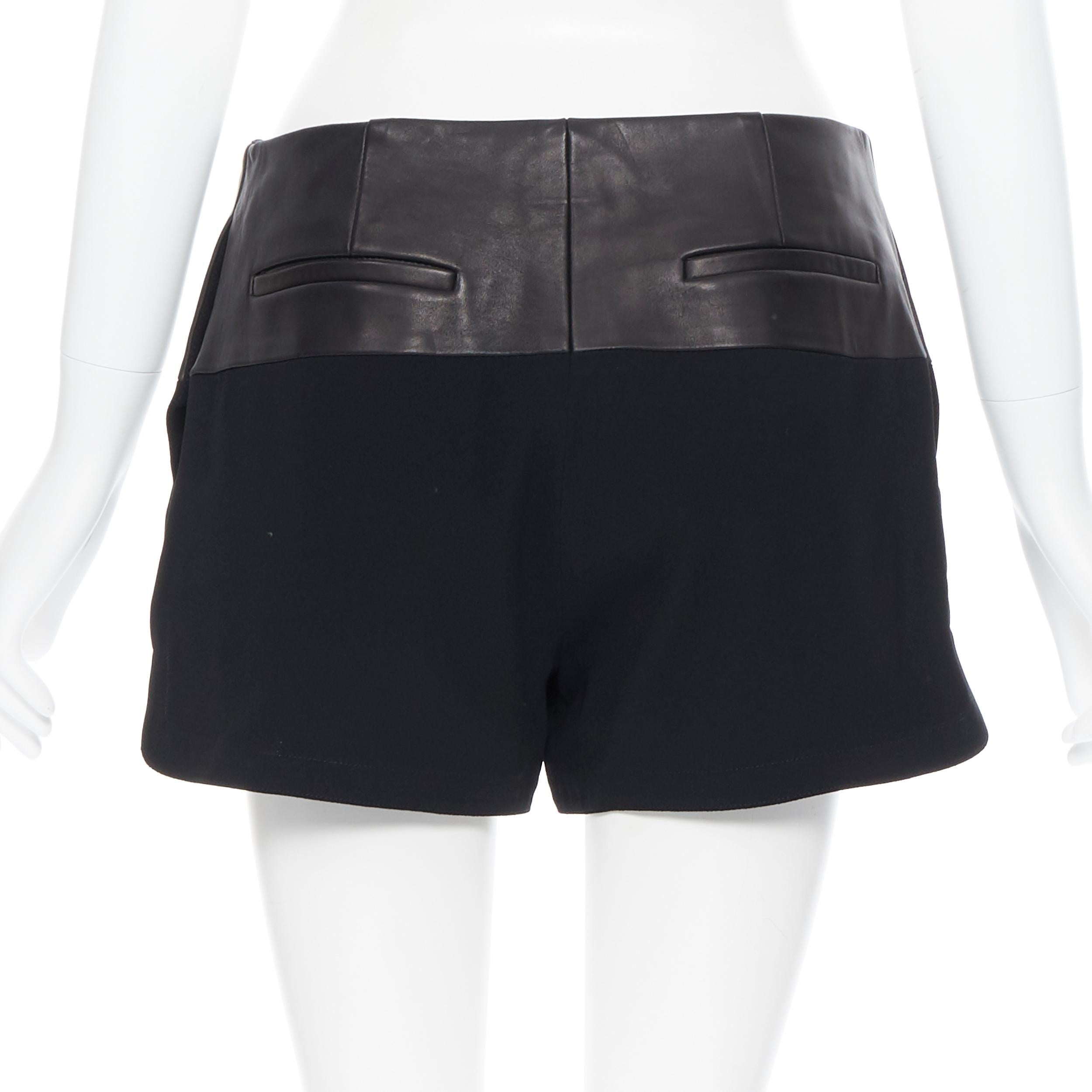RAG & BONES black lamb leather waist viscose concealed zip shorts pants US4 1