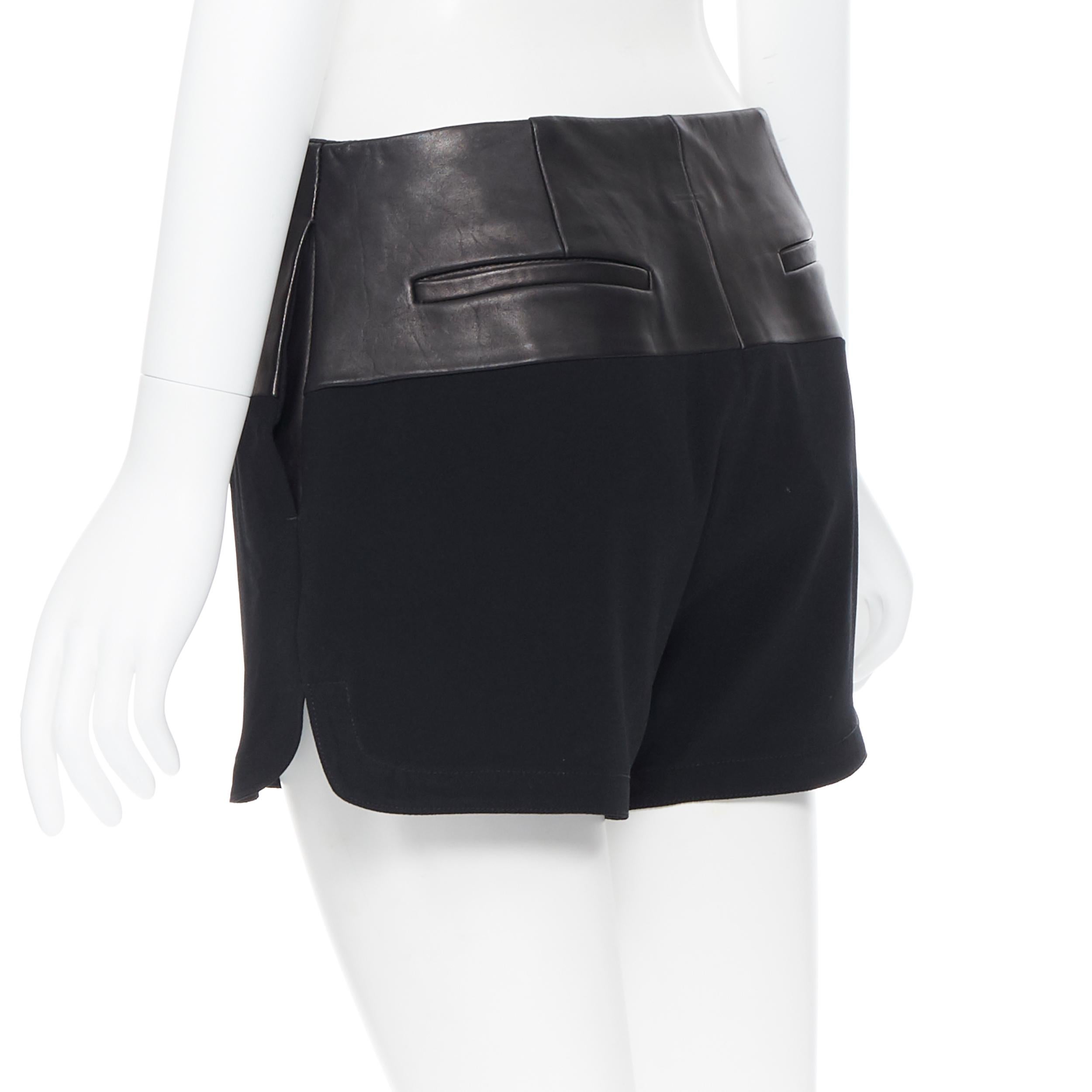 RAG & BONES black lamb leather waist viscose concealed zip shorts pants US4 2