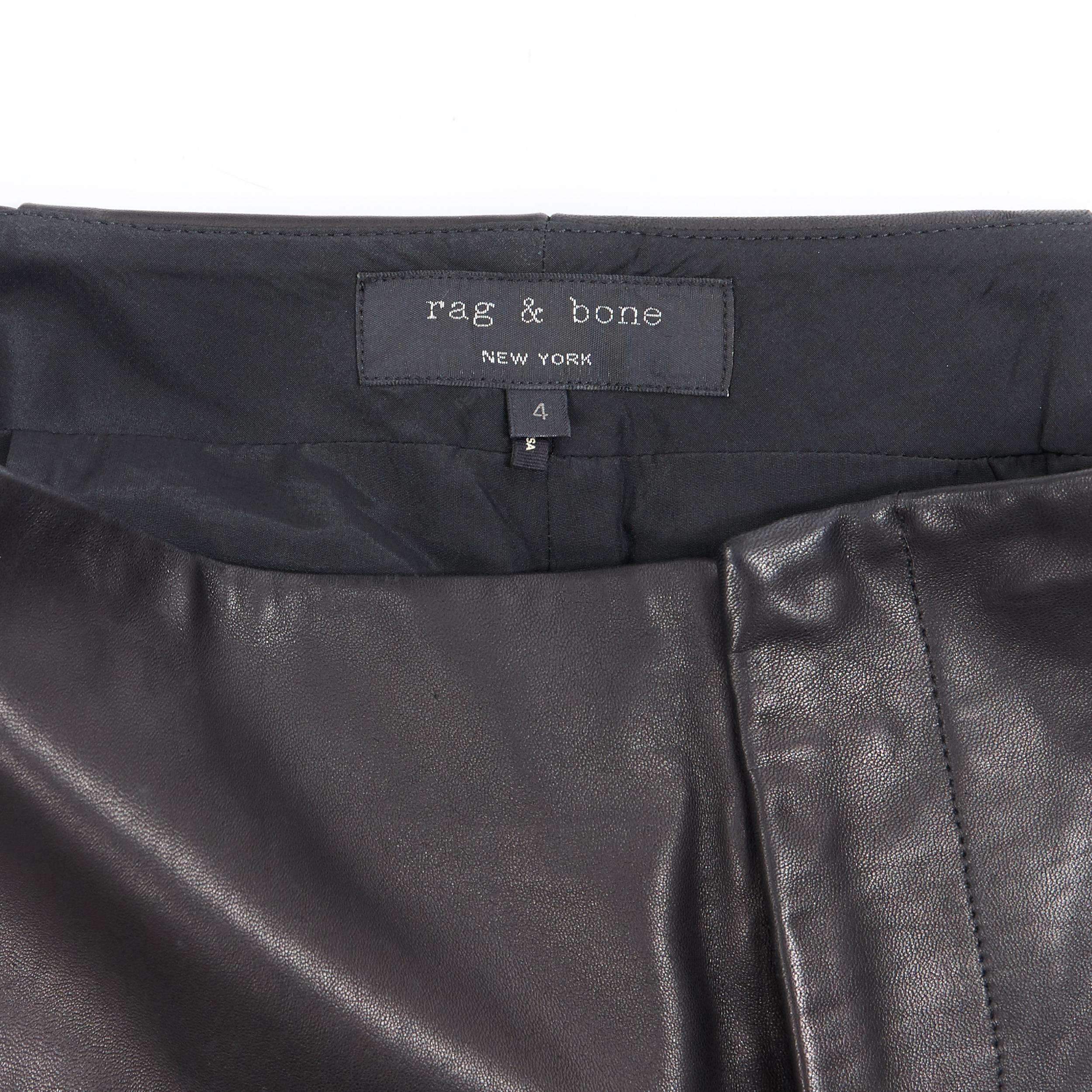 RAG & BONES black lamb leather waist viscose concealed zip shorts pants US4 4