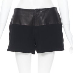 RAG & BONES black lamb leather waist viscose concealed zip shorts pants US4