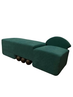 RAG Home Three-Seat Modern Bench Sofa in Green Velvet