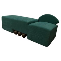 RAG Home Three-Seat Modern Bench Sofa in Green Velvet