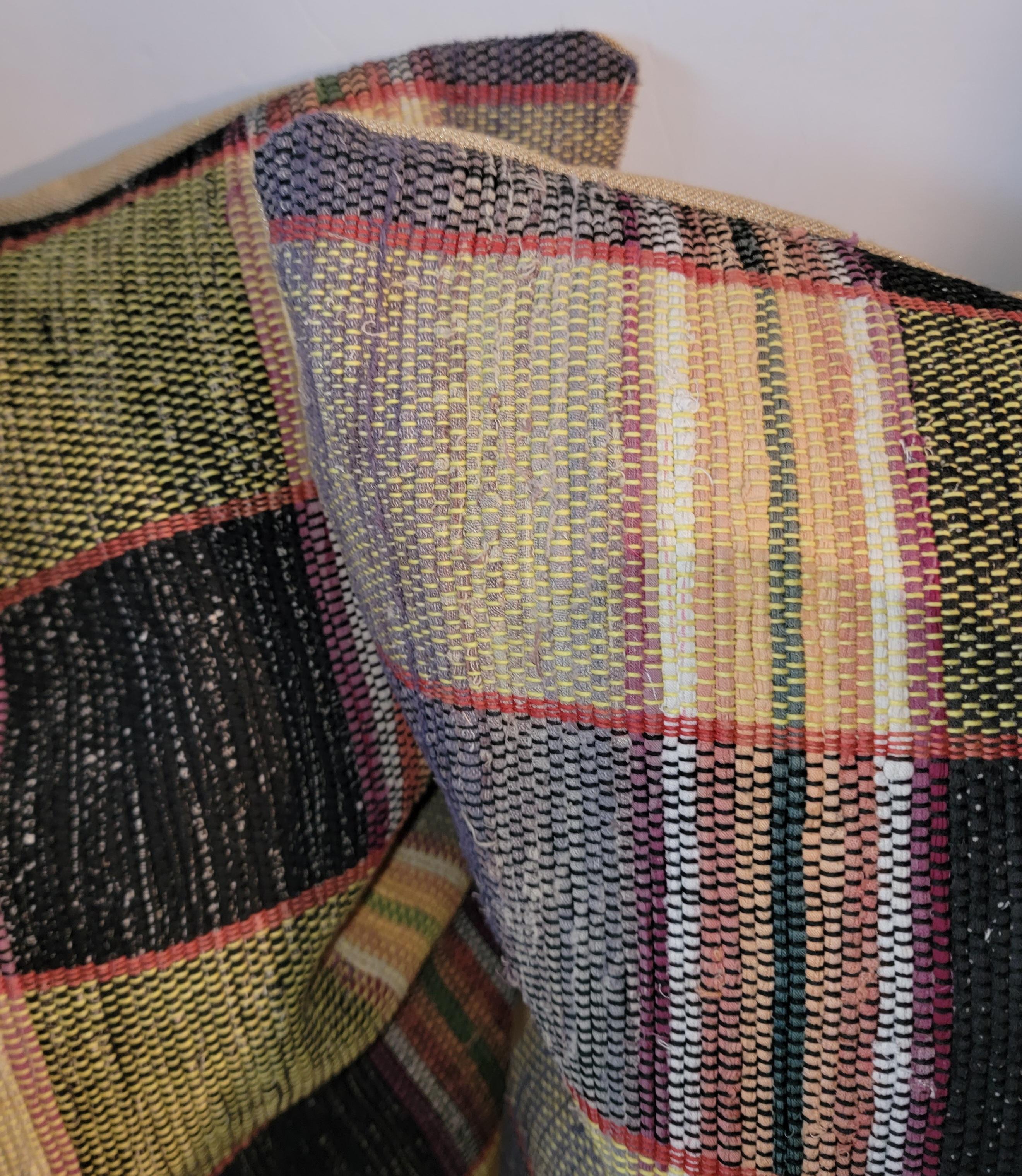 19th Century Rag Rug Pillows, Set of Four For Sale