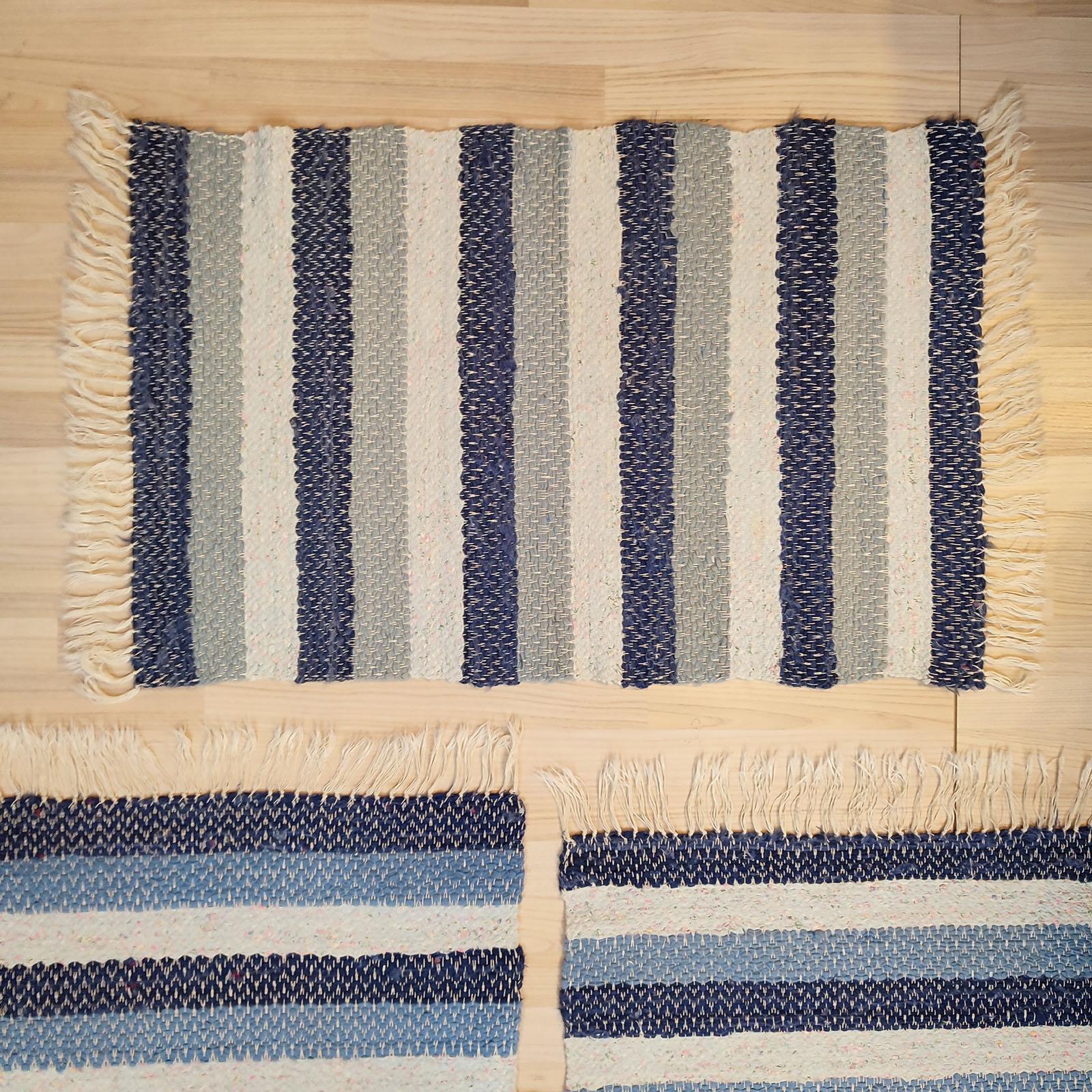 Hand-Woven Rag Rug, Set of 3, Swedish Mid-Century For Sale