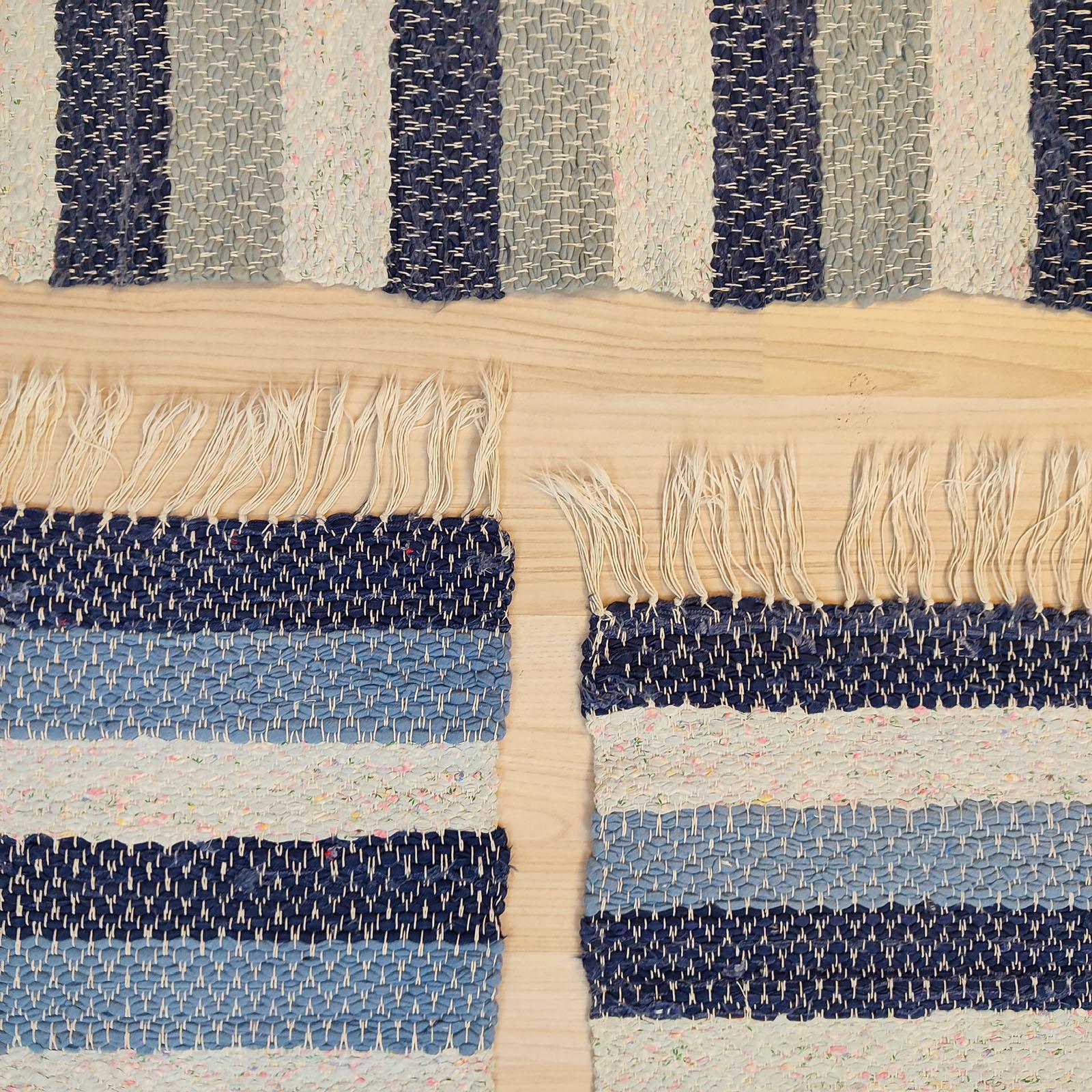 Wool Rag Rug, Set of 3, Swedish Mid-Century For Sale