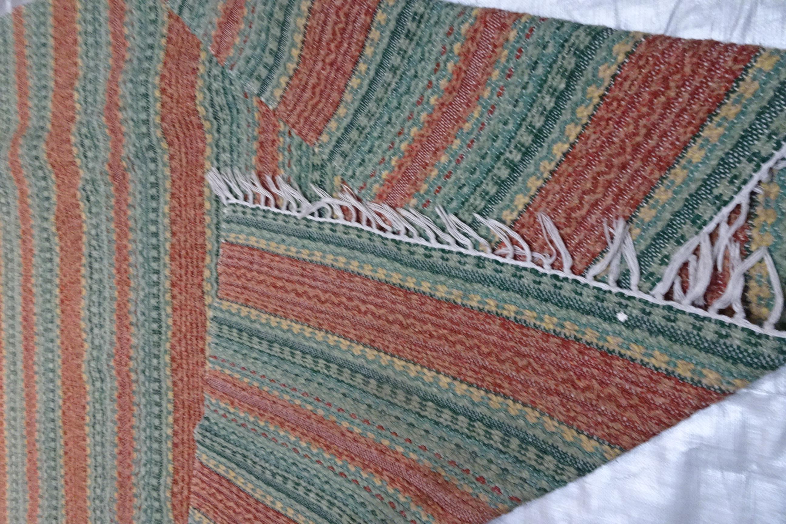 Mid-20th Century Rag Rug Swedish Midcentury Vinyl For Sale