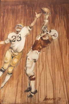 Vintage "The Catch" Painting of a Texas Longhorn Football Game