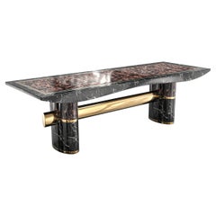 "Ragazzo" Handcrafted Desk with Marble, Burl Walnut and Bronze, Istanbul