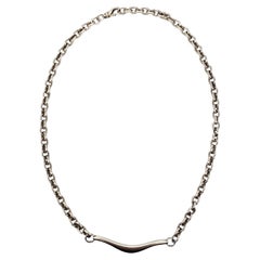 Rage Sterling Silver Wave Bar Rolo Chain Necklace 20" #24328