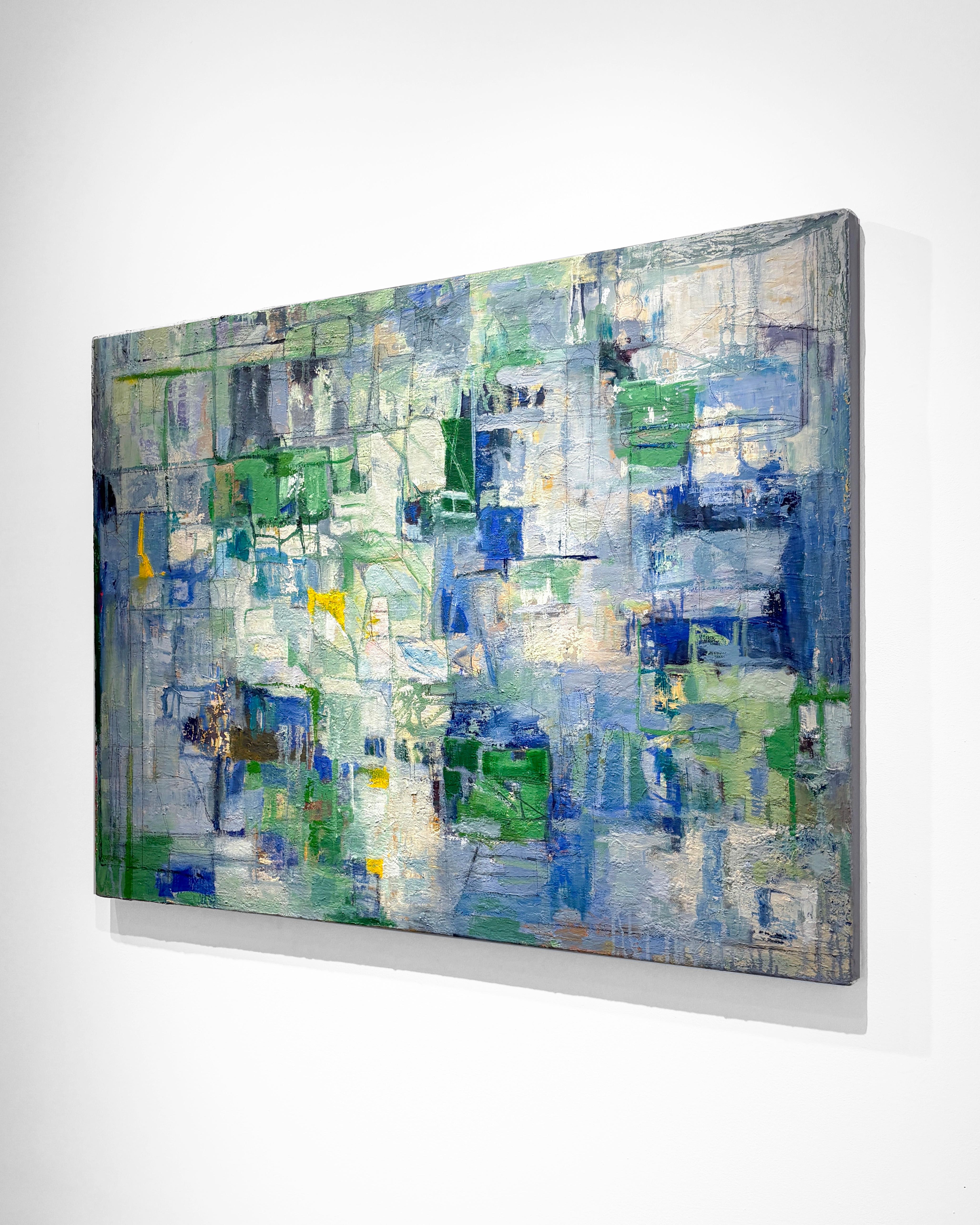 Antes de The Wire
Verde, Blanco , Azul Pintura Expresionista Abstracta
Hecho por Ragellah Rourke en 2025
óleo sobre lienzo
36 x 48 pulgadas, sin enmarcar
Los laterales están pintados limpiamente de gris claro, por lo que el enmarcado es