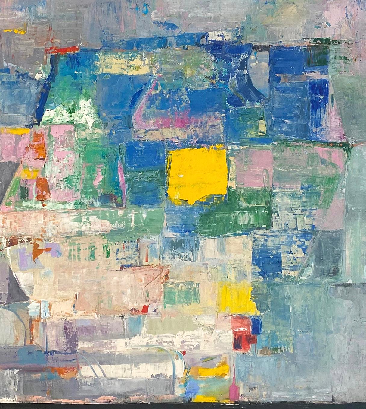 Amore per la solitudine (Pittura astratta gestuale verticale a pastello su tela) in vendita 1