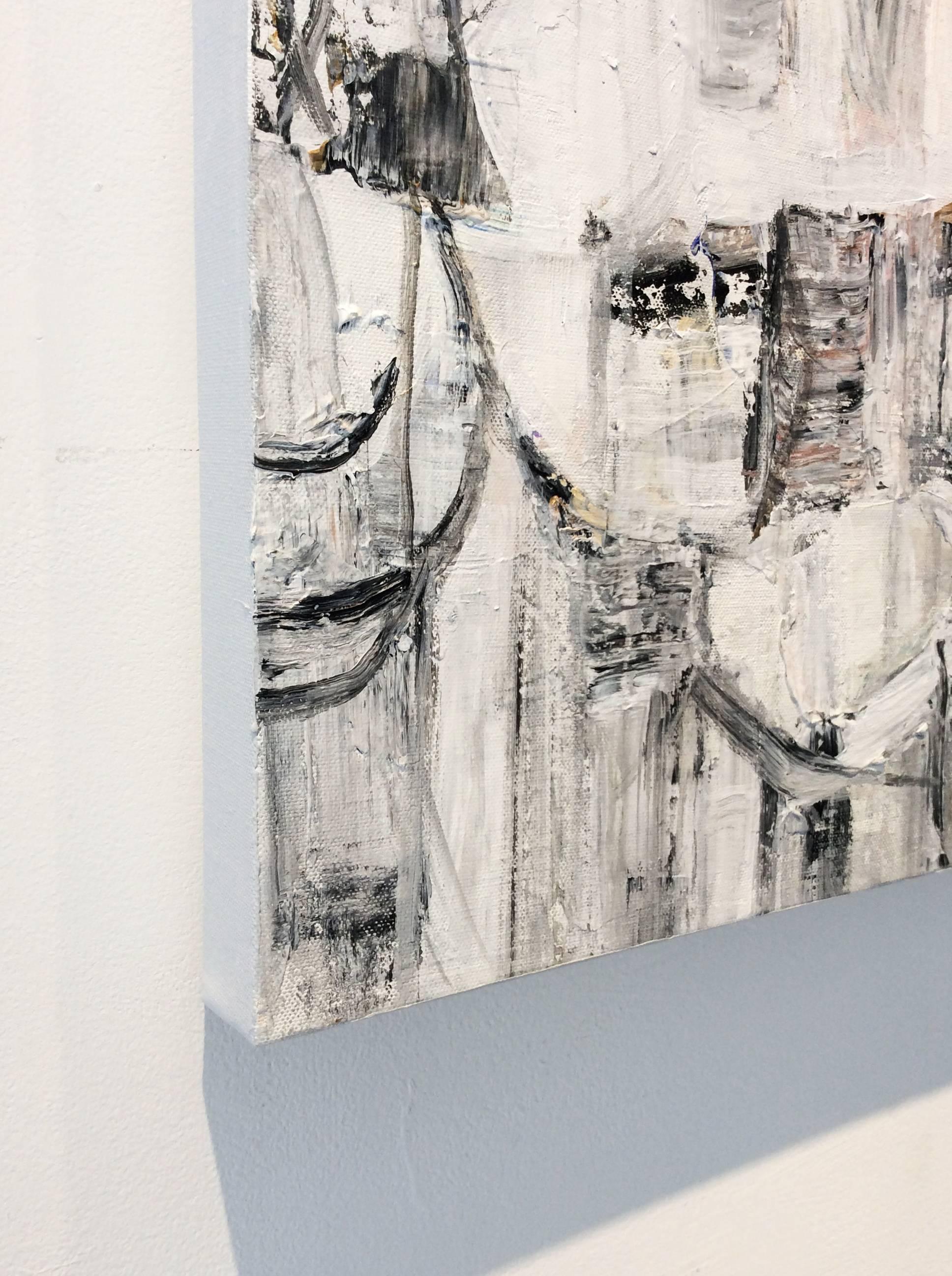 Dittico Musica Notturna (Pittura acrilica astratta moderna in bianco, nero e oro) 6