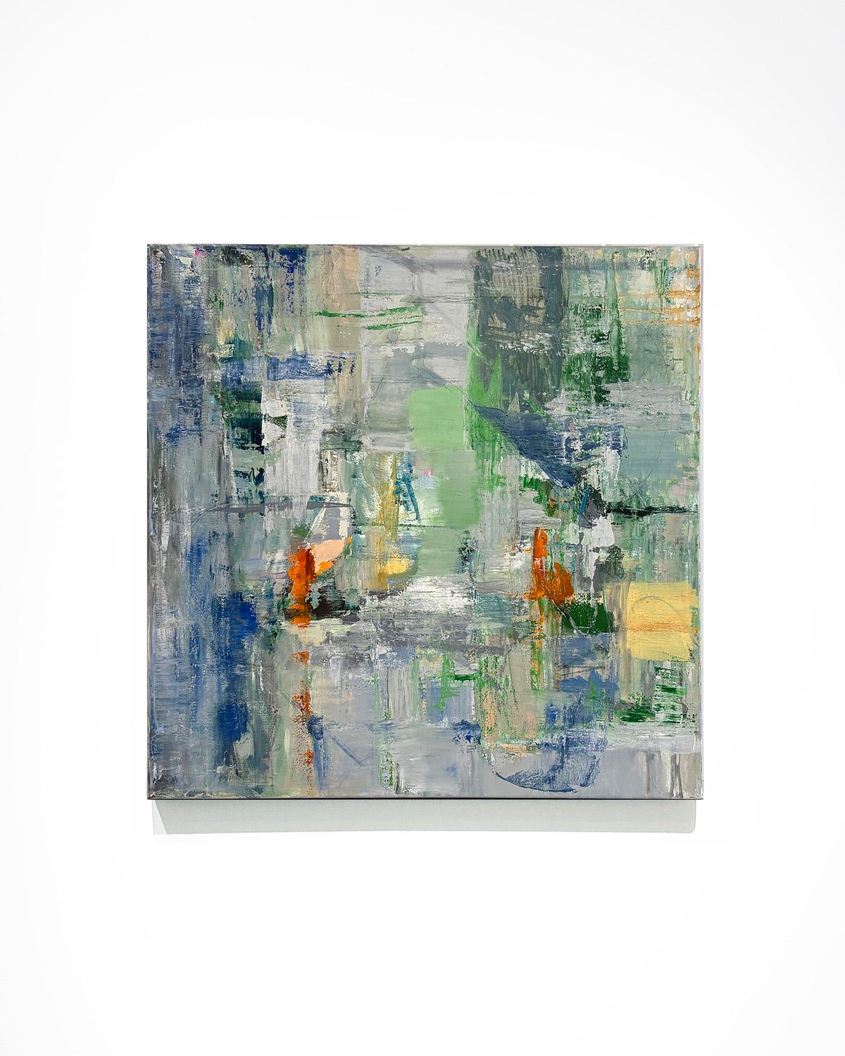 Vessel 7 (Green, Blue, & Yellow Abstract Expressionist Oil Painting) For Sale 1